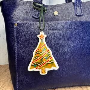 Christmas Tree Purse Charm Genuine Leather Bag Charm Christmas Tree Flair NEW